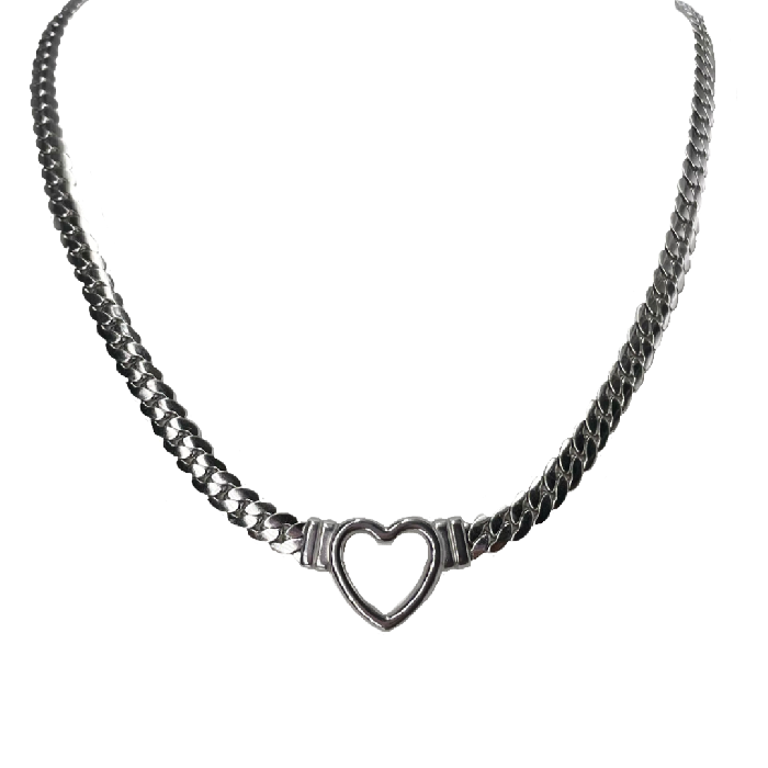 Silver chunky heart chain www.acsforyou.cz